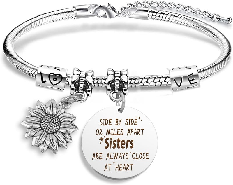 EGHTvmok Sister Birthday Gifts Christmas Mothers Day Sisters Graduation Valentines Bracelet Sunflower,Butterfly,Elephant - Image 1